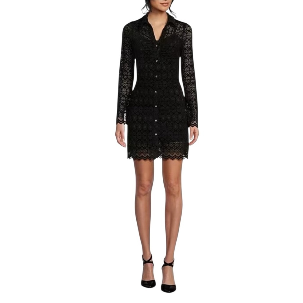 Chelsea & Violet Black Collar Lace Mini Dress